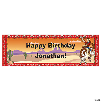 Cowboy Birthday Custom Banner Small