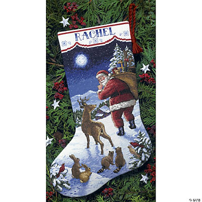 Dimensions Gold Collection Santa's Flight Stocking Counted Cross Stitch-16 Long 16 Count