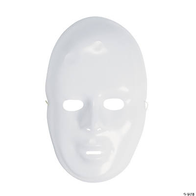 White Plastic Full Face Masks Pack 10 18x16cm Fitted Elastic Children Crafts 
