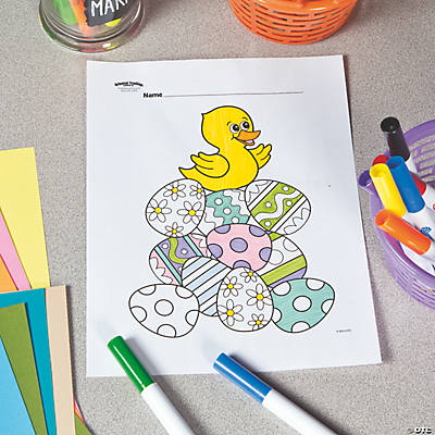 Duck on Easter Eggs Free Printable Coloring Page | Oriental Trading