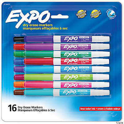 Expo Dry Erase Markers, Whiteboard Markers with Low Odor Ink, Fine Tip, Assorted Vibrant Colors, 4 per Pack, 3 Packs