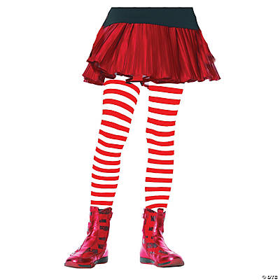 Women's Red And White Striped Leggings & Tights
