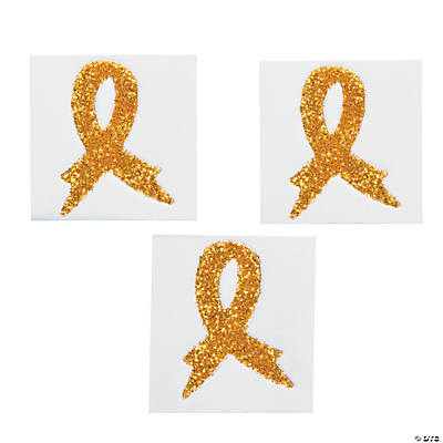 Gold Awareness Ribbon Tattoo Stickers