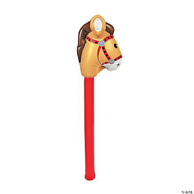 TOSAMZOO Inflatable Stick Horse Toy - 37 Inch Pink, 3-Pack, Horse Head Balloon On A Stick For Birthday & Cowboy Parties