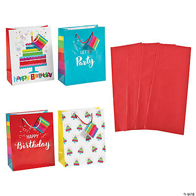 Small, Medium & Large Red Gift Bags & Tissue Paper Kit