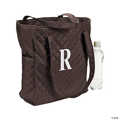 Monogrammed Brown Quilted Tote - Discontinued