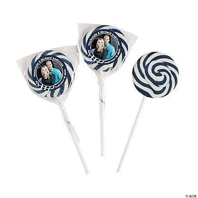 Navy Blue Custom Photo Swirl Lollipops