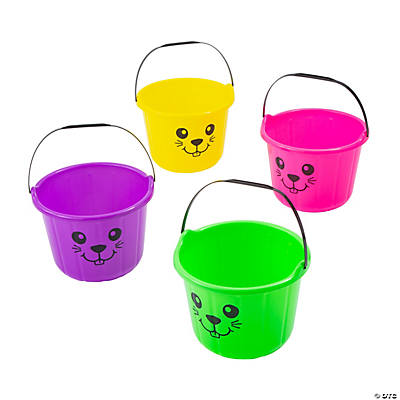 6Pcs Multi Colored Easter Plastic Buckets with Handles