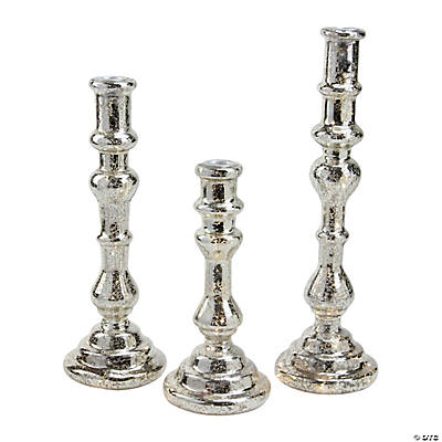 Accents, Set Of Three Vintage Silver Plated Pinecone Taper Candle Holders