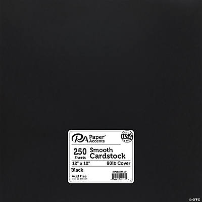 Black Cardstock - 12x12 inch - 65lb Cover - 25 Sheets