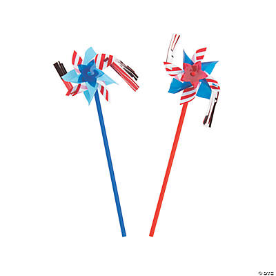 Patriotic Pinwheels with Fringe - 36 Pc.