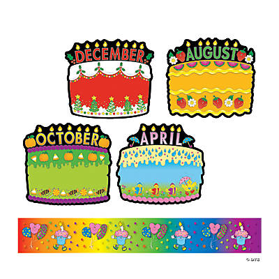 18 Pc. Birthday Cakes Bulletin Board Decorations with Border - Oriental ...