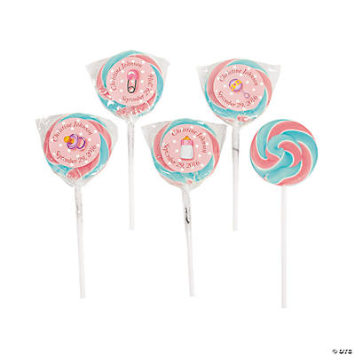 Personalized Baby Girl Swirl Lollipops - Discontinued