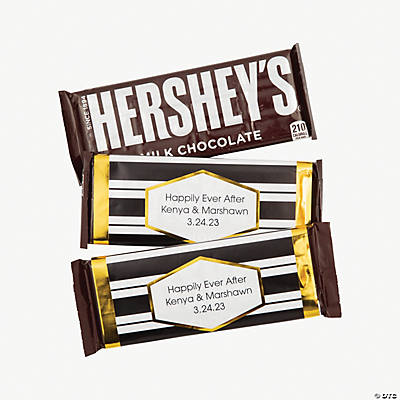 Personalized Black, White & Gold Stripe Candy Bar Sticker Labels ...