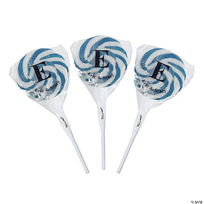 Personalized Blue Monogram Swirl Lollipops - Oriental Trading