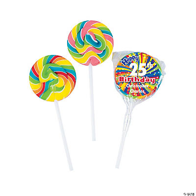 Personalized “Happy Birthday” Swirl Lollipops