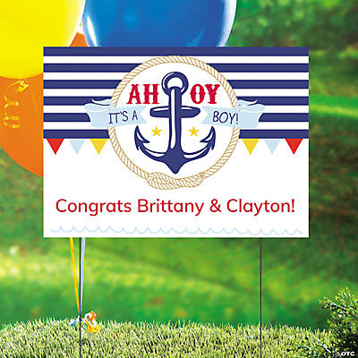 Personalized Nautical Baby Shower Yard Sign Oriental Trading