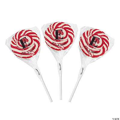 Personalized Red Monogram Swirl Lollipops - Oriental Trading - Discontinued