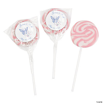 Personalized Spring Pink Swirl Pops - Oriental Trading