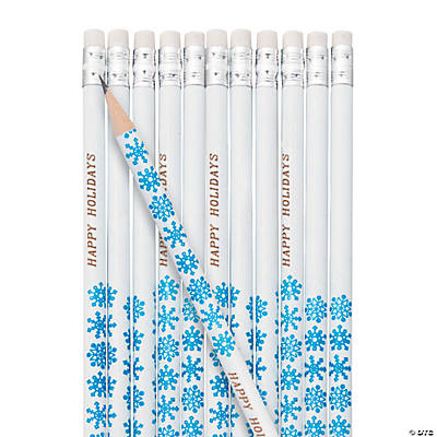 Snowflake Pencils with Pencil Top Eraser - 12 Pc.