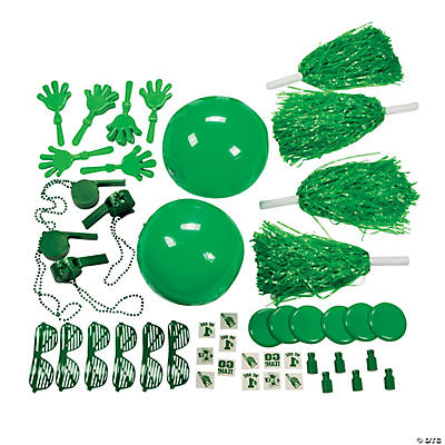 Green & White Two-Tone Spirit Cheer Pom-Poms - 24 Pc.