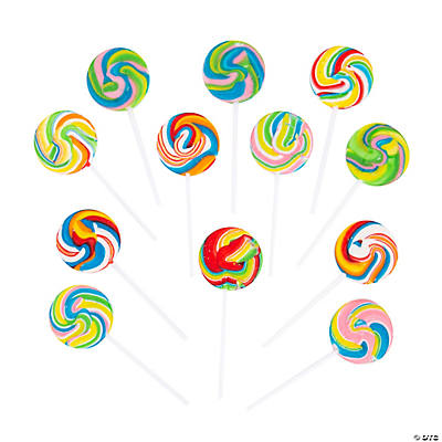Rainbow Swirl Lollipops - 12 Pc.