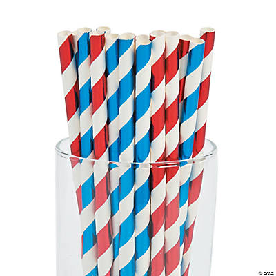 Red White Blue Paper Straws