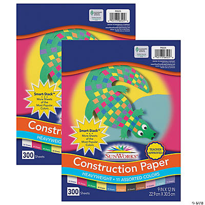SunWorks Heavyweight Construction Paper Pad, 8 Assorted Colors, 9 x 12,  48 Sheets Per Pack, 12 Packs