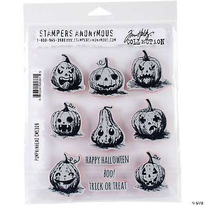 Tim Holtz Cling Stamps 7X8.5-Snarky Cat Halloween