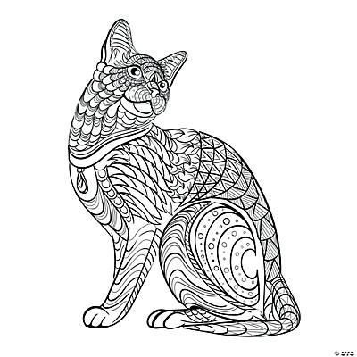 tribal cat adult coloring page free printable  oriental