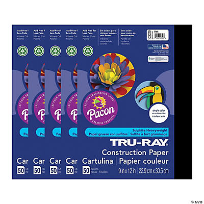 Tru-Ray Premium Construction Paper, Black & White, 12 x 18, 72 Sheets per Pack, 3 Packs