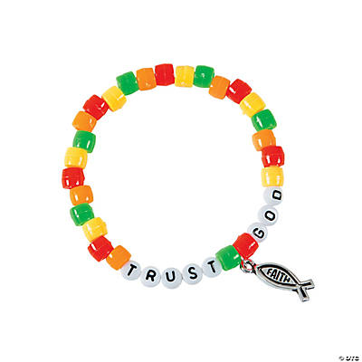 “Trust God” Pony Bead Bracelet Craft Kit - Oriental Trading - Discontinued
