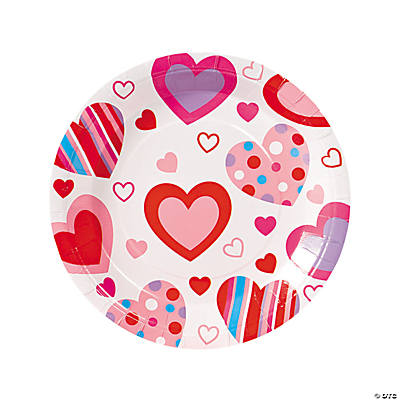 Rainbow Heart-Shaped Paper Dinner Plates - 8 Ct.