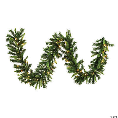 Vickerman 9 Flocked Alaskan Pine Christmas Garland With Clear Lights