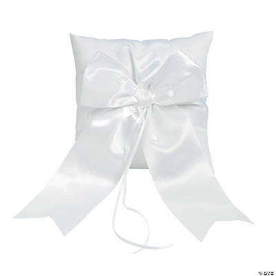 Wedding Ring Pillow In White - Oriental Trading - Discontinued