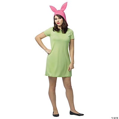 Bob's Burgers Louise Hat with Green Dress Costume Set (X-Large) 