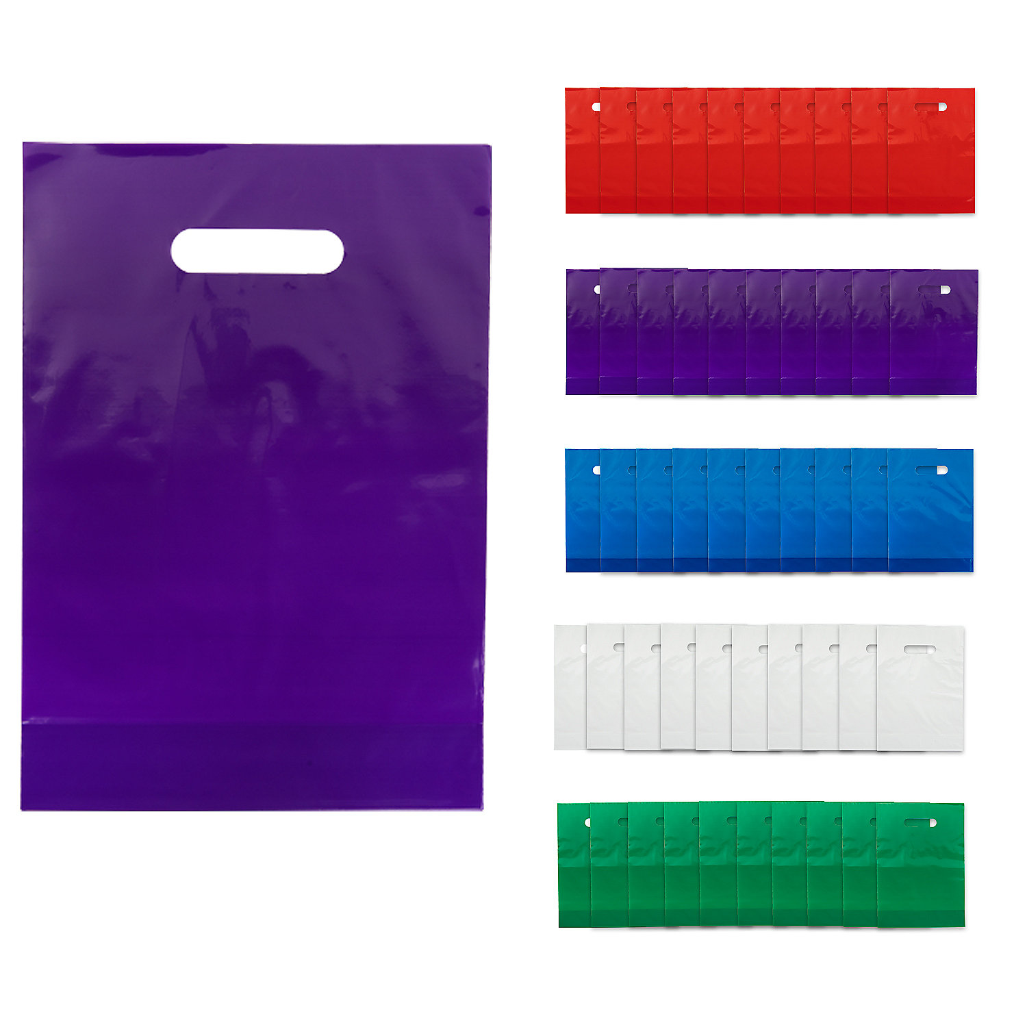 8 1/2″ x 12″ Bulk 50 Pc. Colorful Plastic Goody Bags