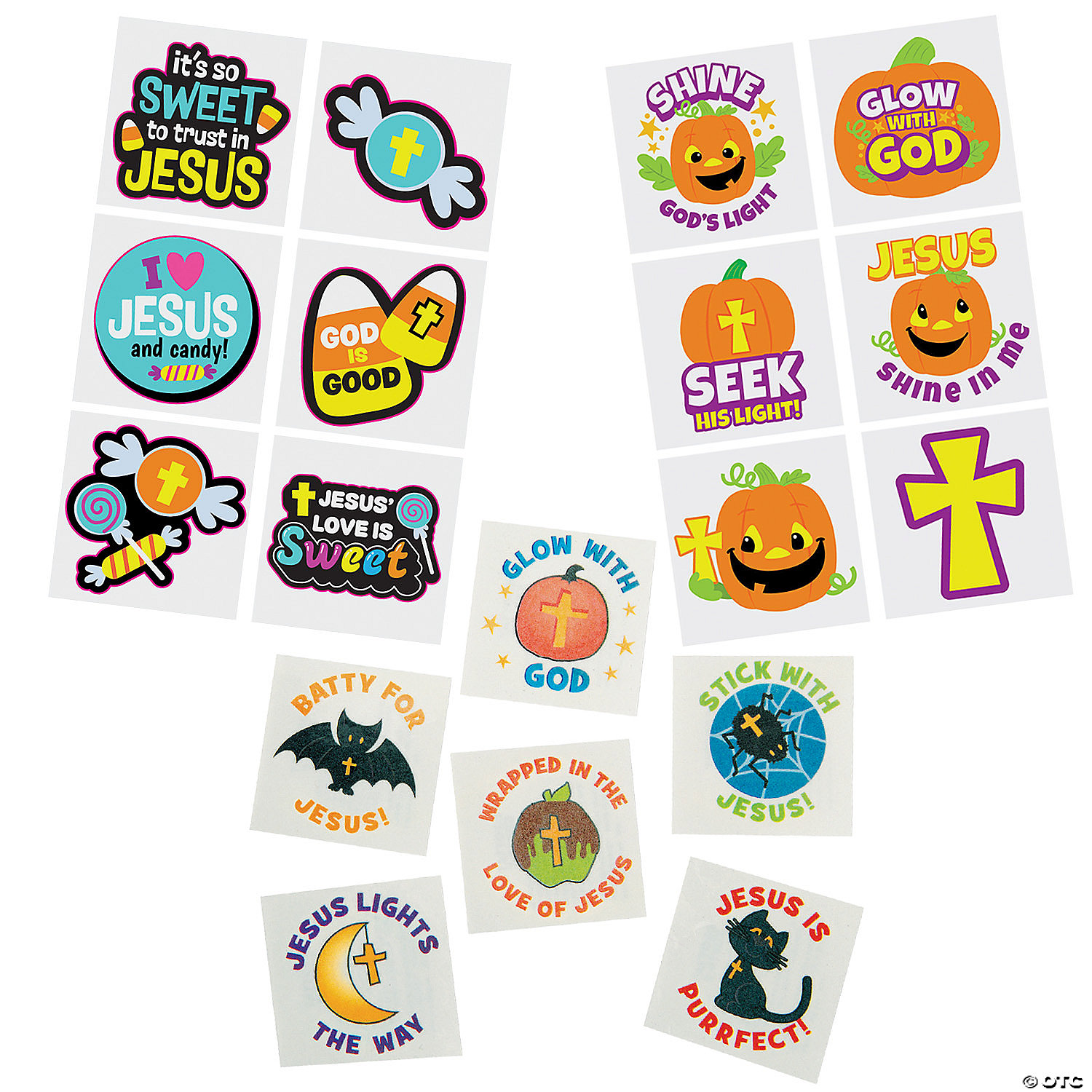 1 1/2" Bulk Religious Halloween Temporary Tattoos Assortment 216 Pc