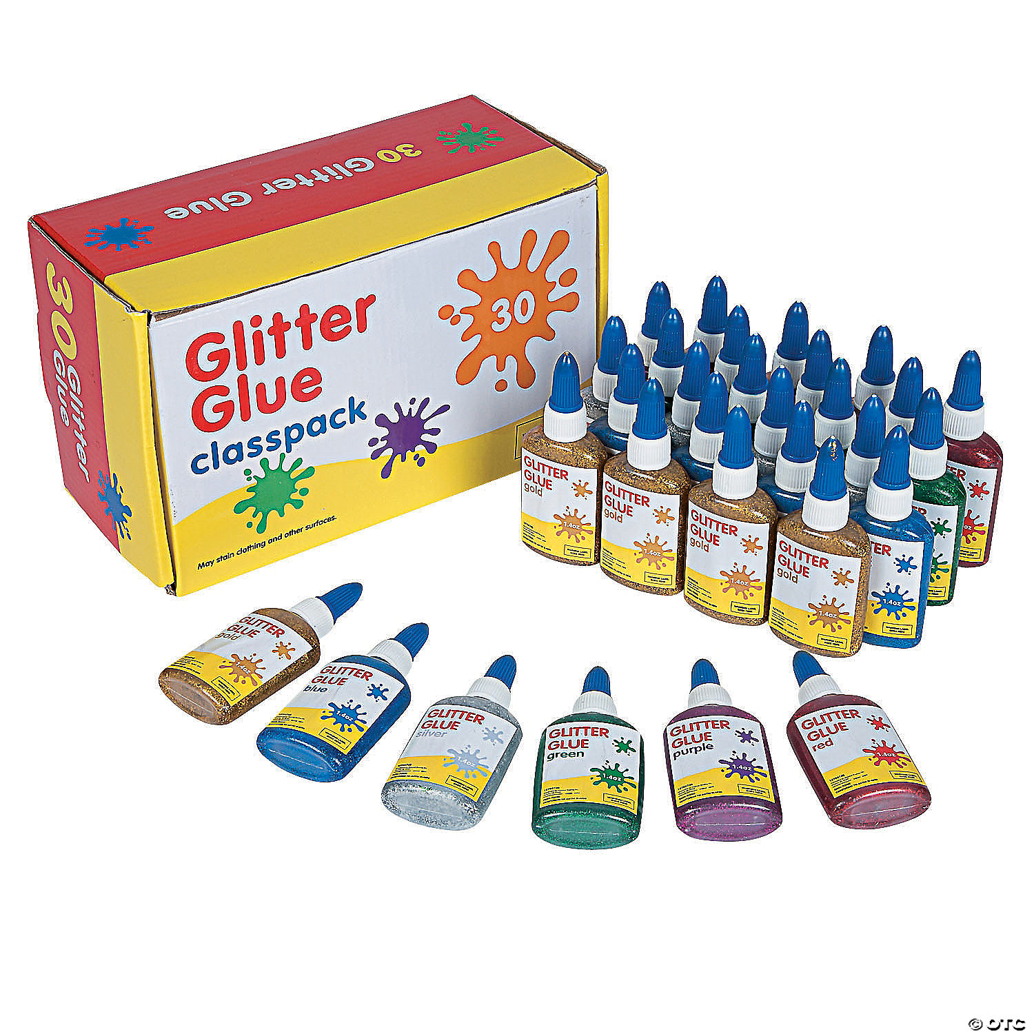 1.4 oz. Bulk 30 Pc. 6Color Glitter Glue Bottle Classpack Oriental