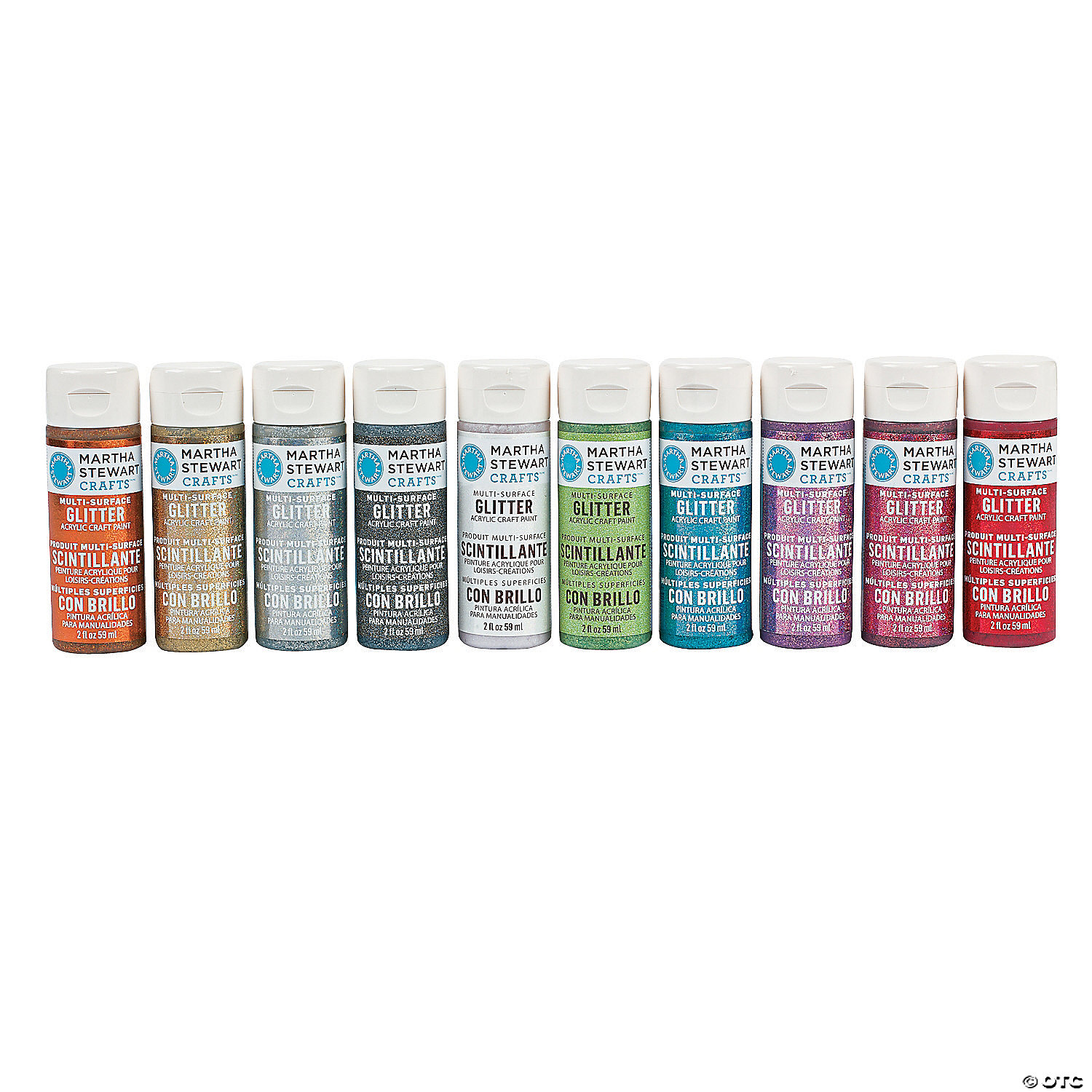 2 Oz Martha Stewart Crafts Glitter Assorted Colors Acrylic Paint Set Of 10 Discontinued