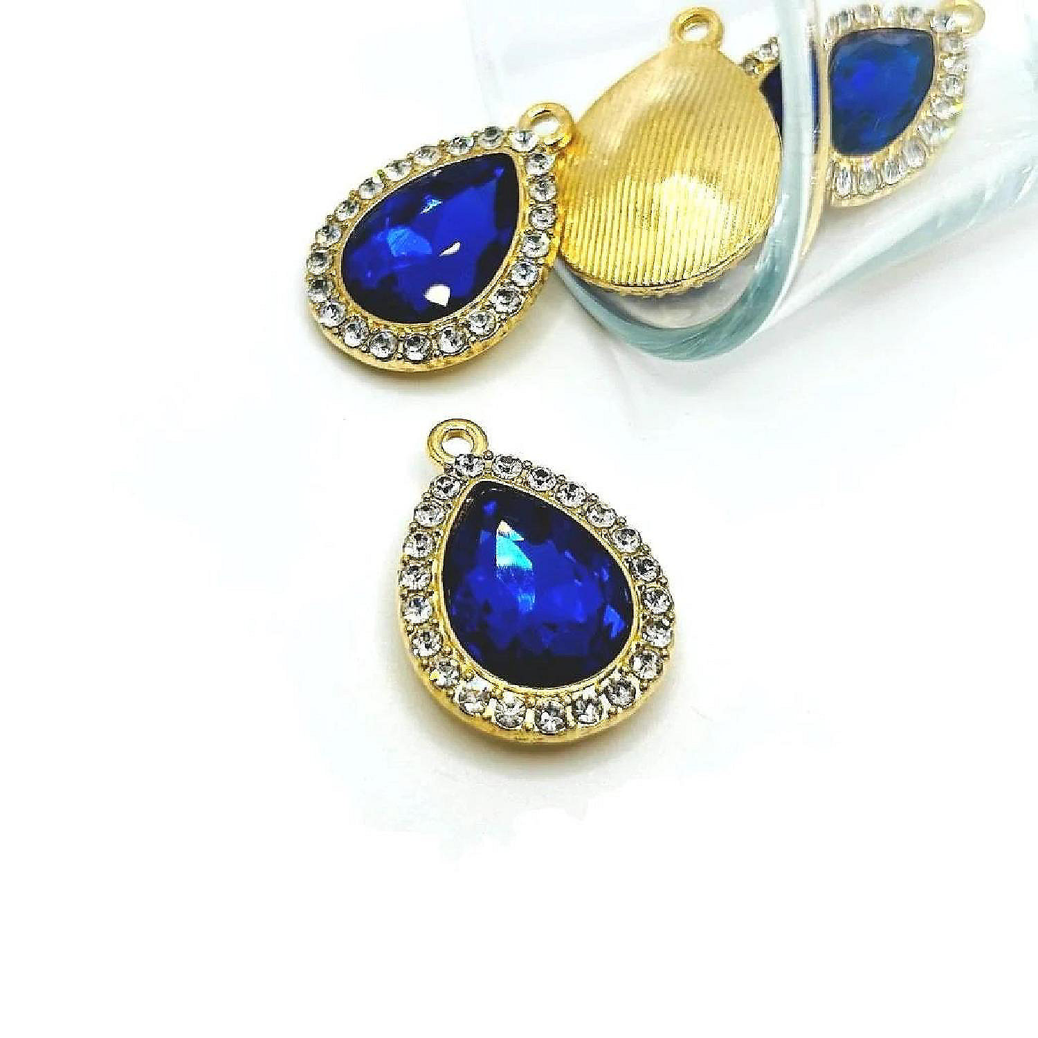 2 Pcs Dark Blue and Diamond Pendants Oriental Trading