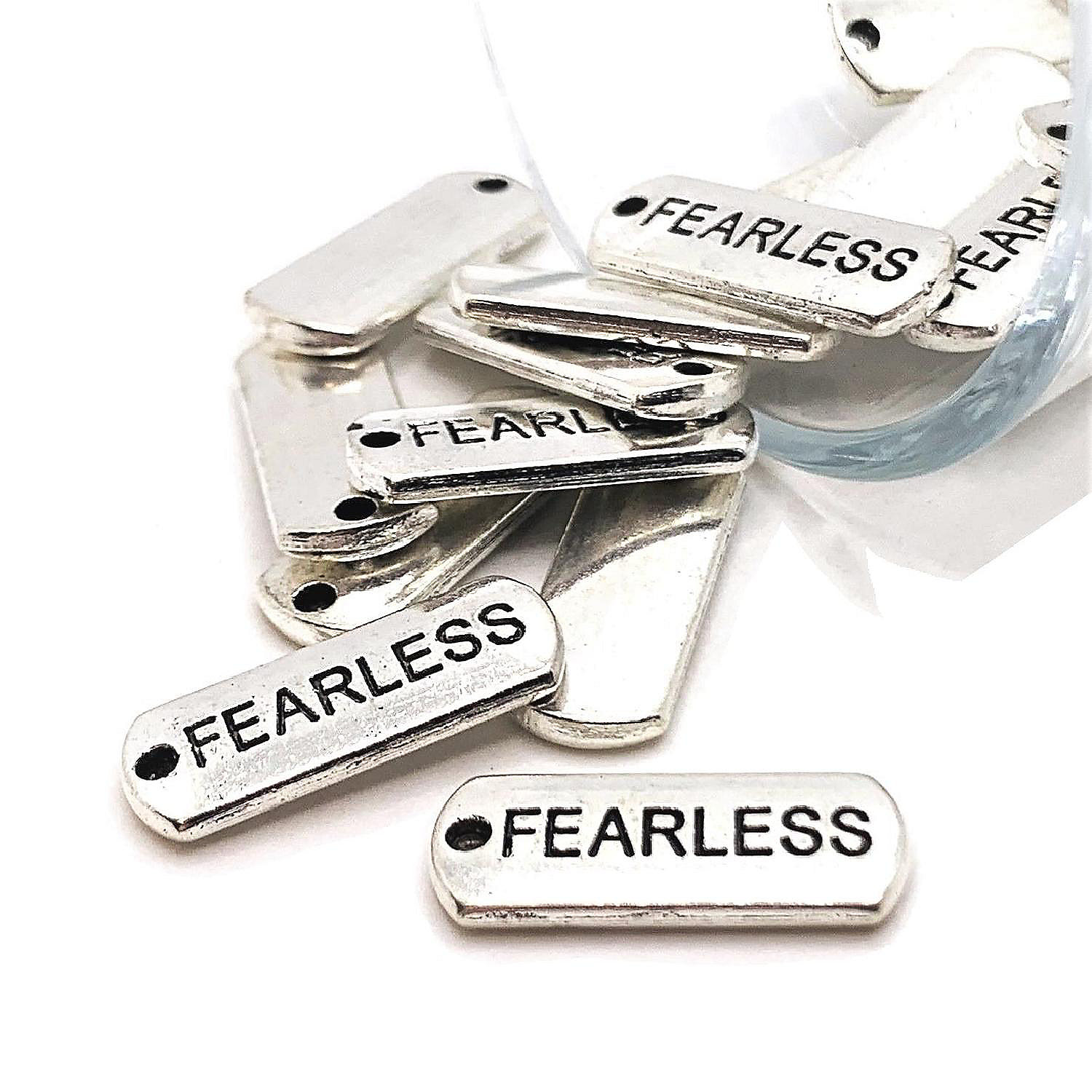20 Pcs Fearless Word Bar Tag Charms Oriental Trading