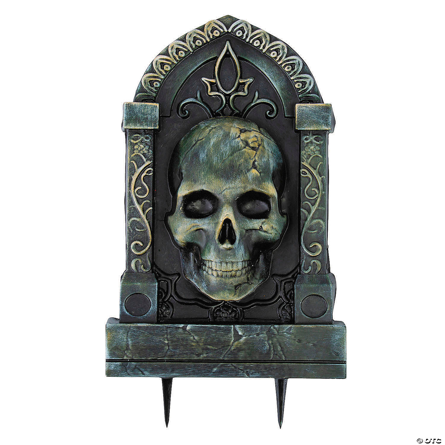 21" Tombstone with 3D Skull Halloween Decoration