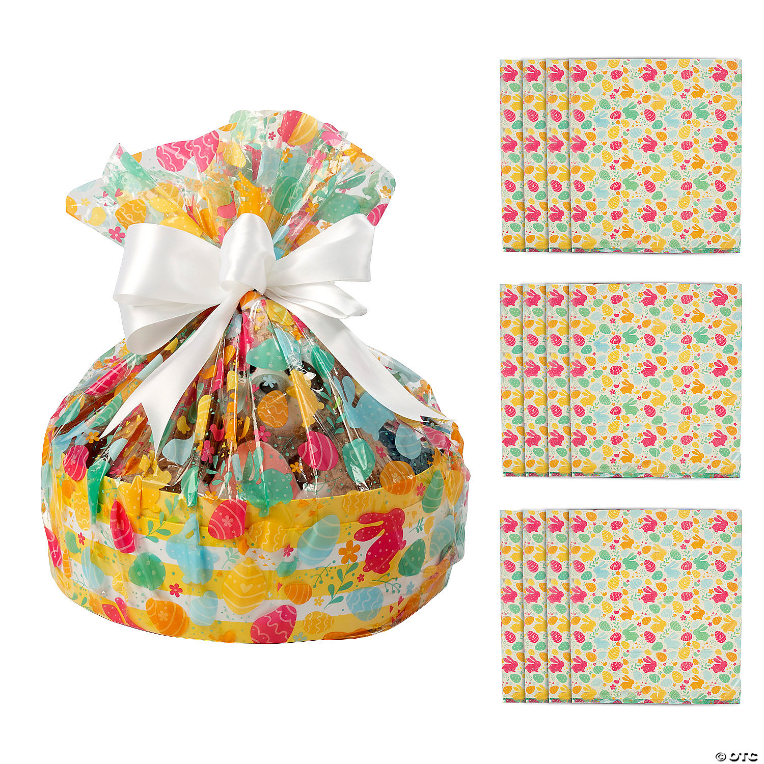 10 Easter Egg Party Bags Presentation Cello Cellophane Bag Eggs with Ribbon 