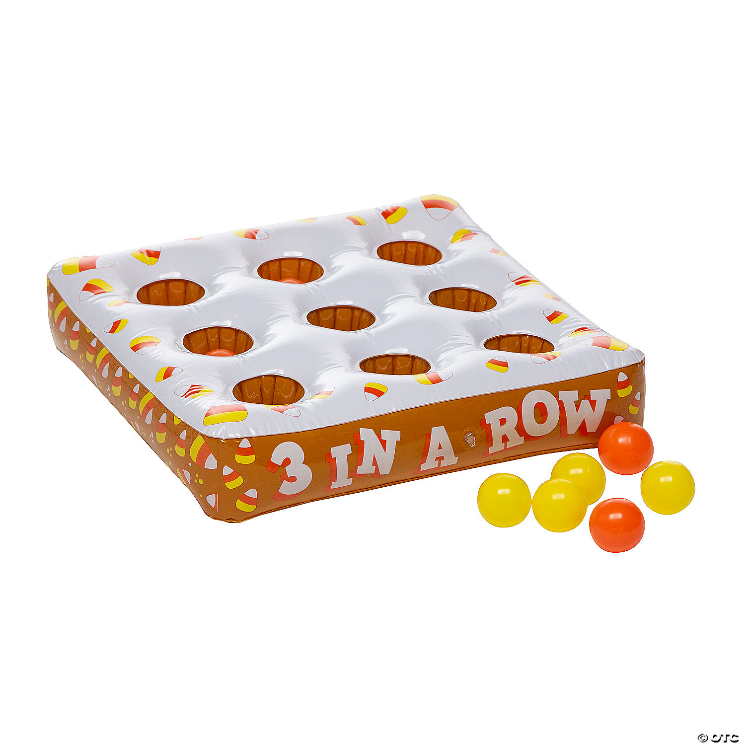 26" x 26" Inflatable 3 in a Row Fall Candy Corn Ball Toss Game 9 Pc.