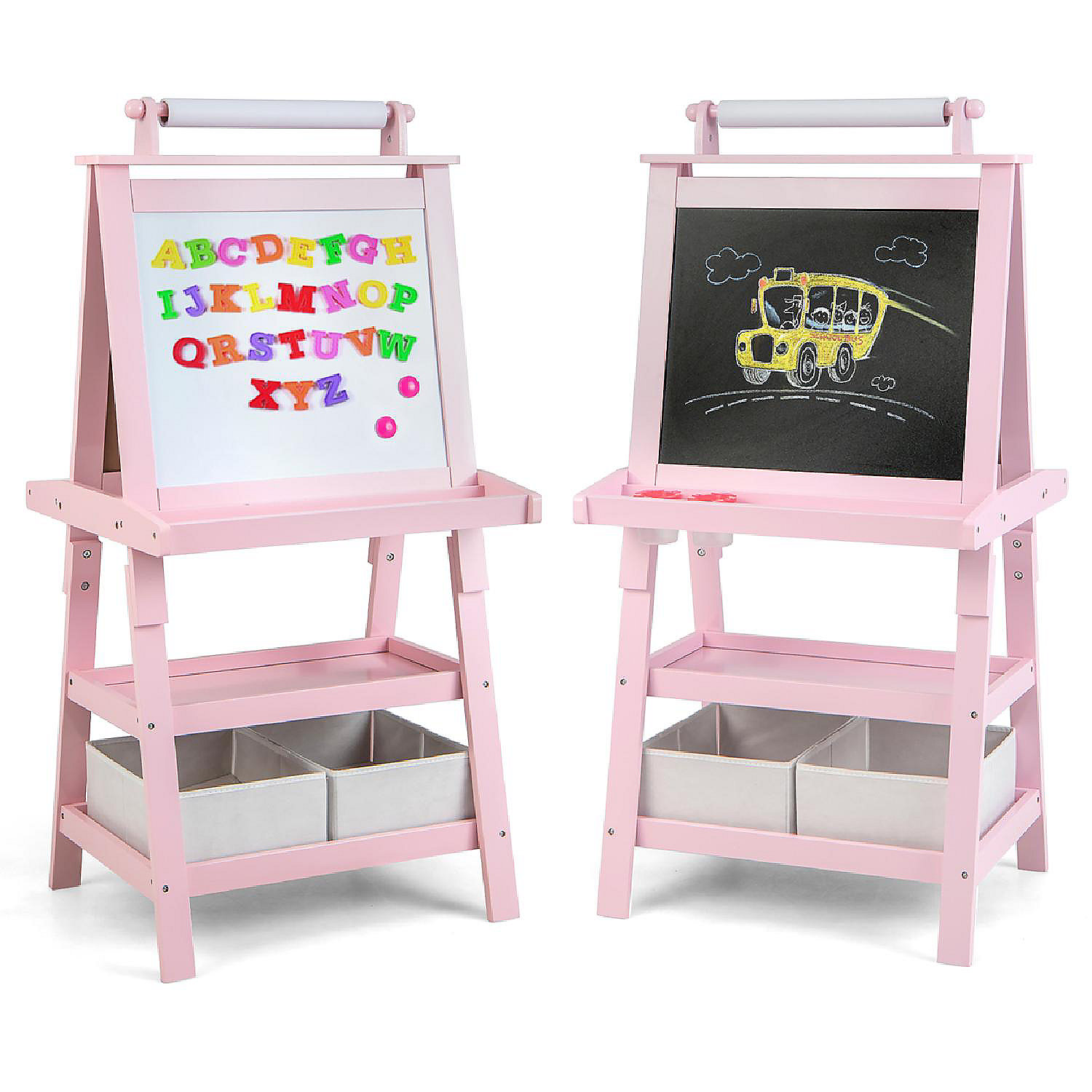 3 in 1 DoubleSided Storage Art Easel w/Paint Cups for Kid Writing Teal
