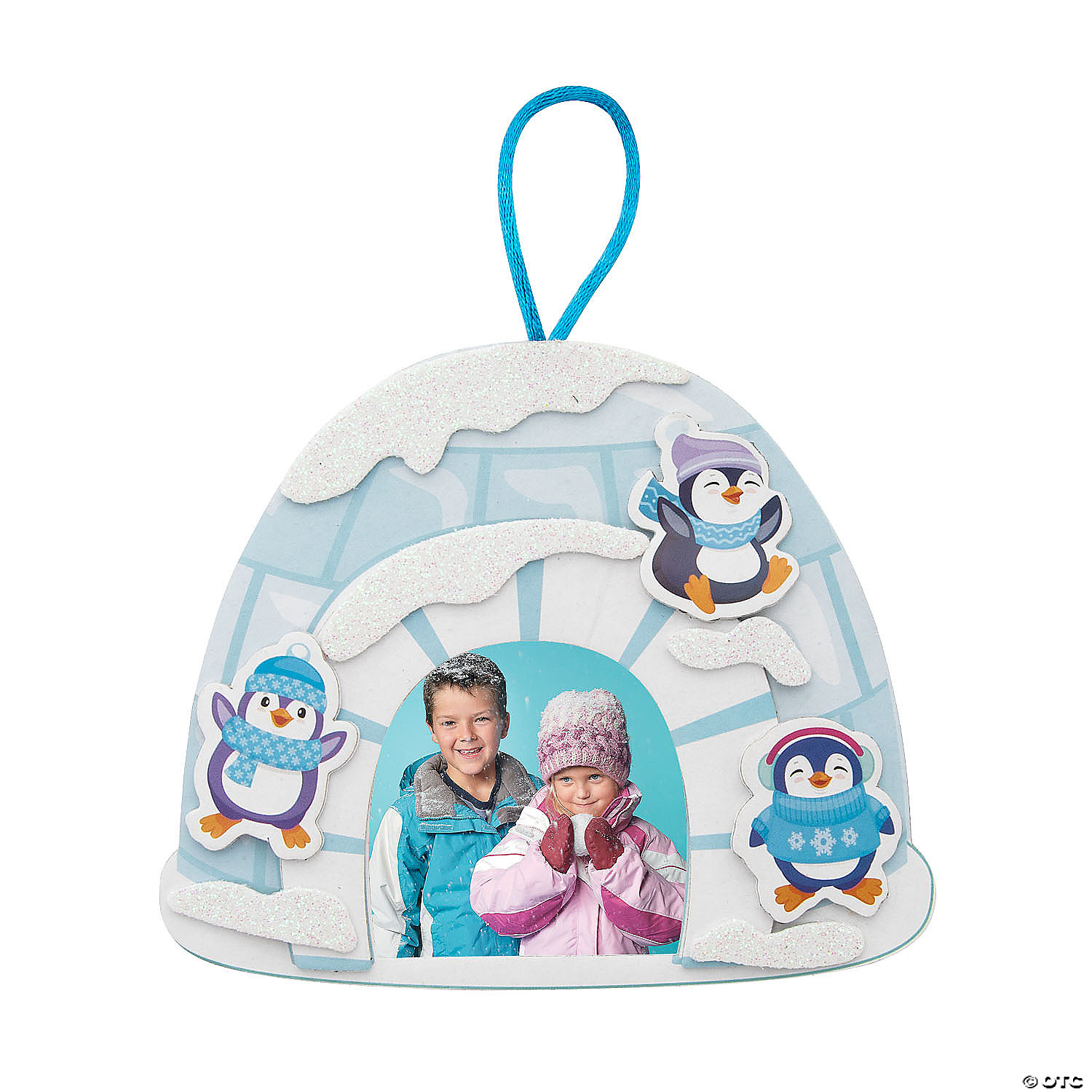 4 3/4" x 4 1/4" Igloo with Penguins Picture Frame Ornament Foam Craft