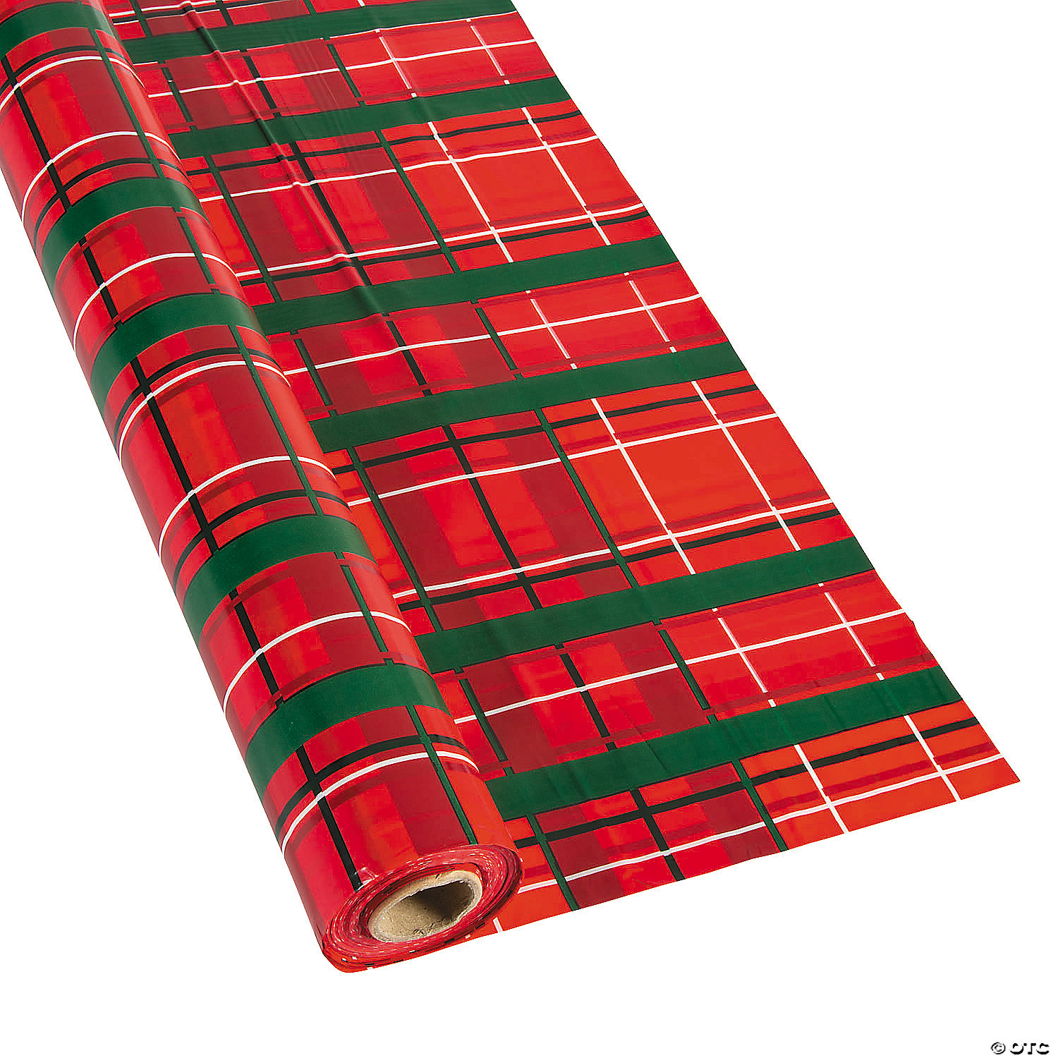 40" x 100 Ft. Plaid Christmas Disposable Plastic Tablecloth Roll