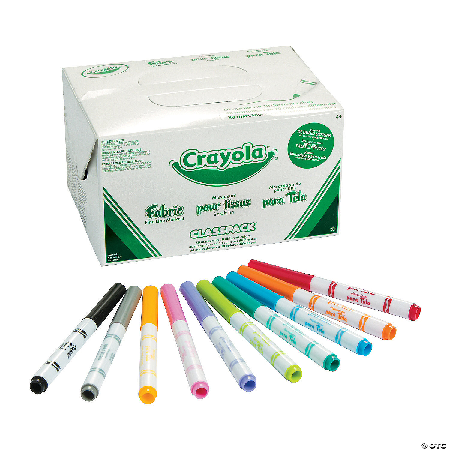 5 1/2" Bulk 80 Pc. Crayola® Fabric Marker Classpack 10 Colors Per