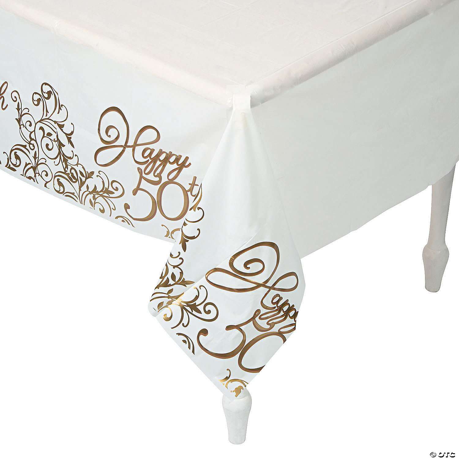 Amscan Sparkling Celebration 50 Plastic Table Cover - 54" X 102" Rectangle, Multicolor Gold & Silver Dots